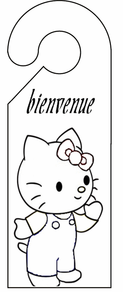 pancarte de porte peter hello kitty bienvenue